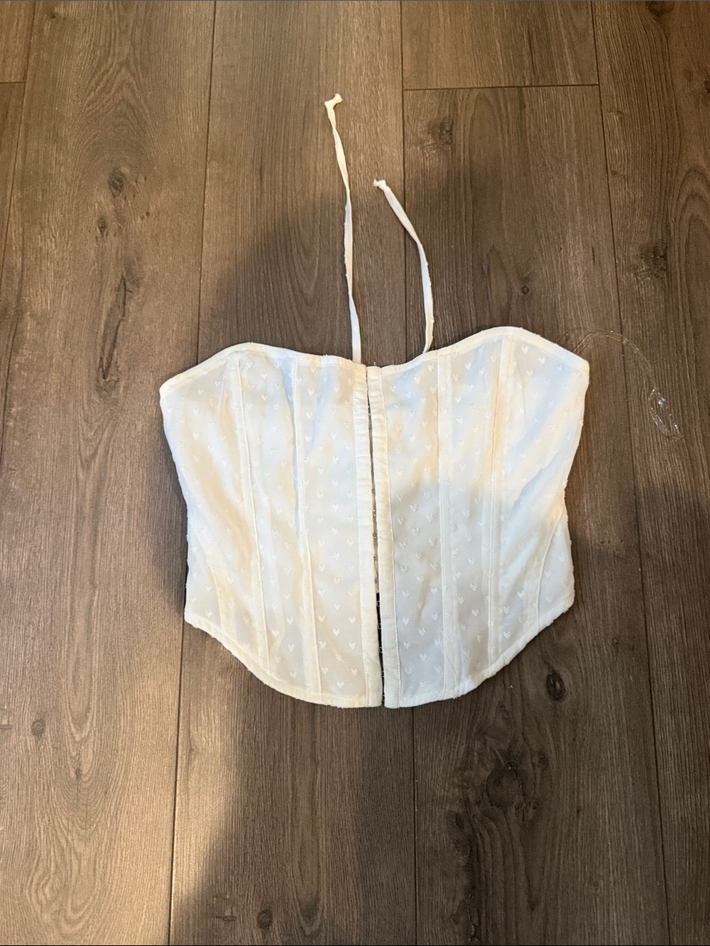 Kendall & Kylie White Strapless Corset Camisole with Heart Texture